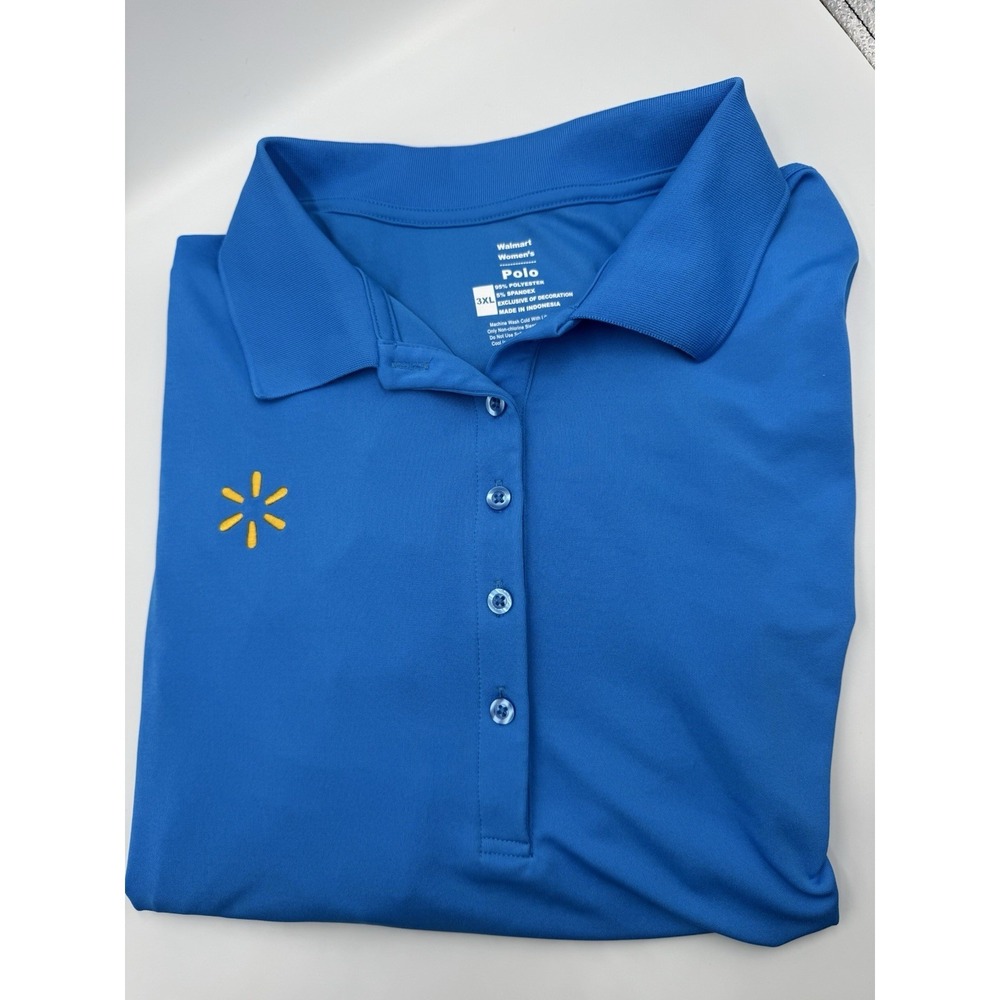 Walmart Employee Polo Shirt Womens 3XL Blue Spark Logo Uniform Replacements